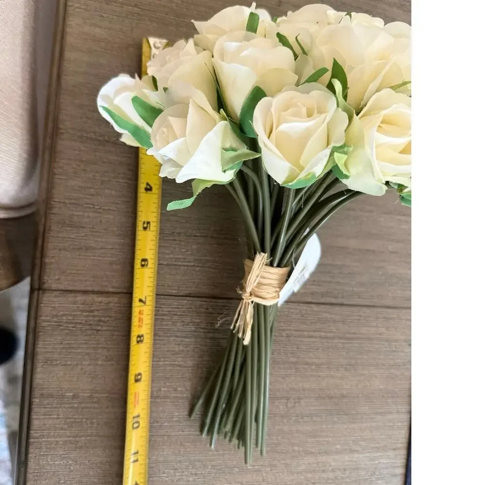 Faux Ivory Rose Bouquet Wedding Centerpiece Farmhouse Decor Floral Arrange
